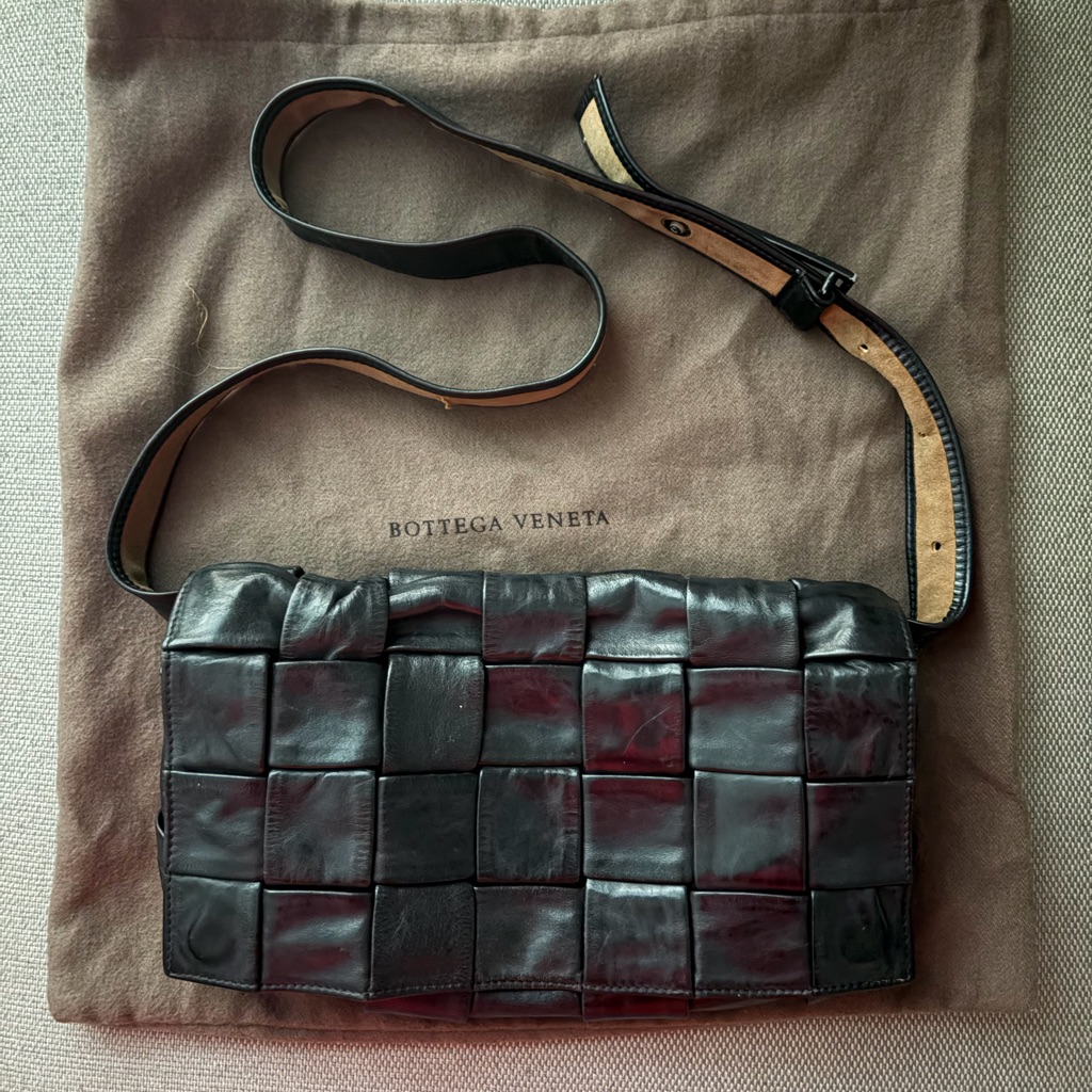 Bottega Veneta Black Woven Leather Belt Bag